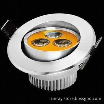 LED Recessed Lights with 3W Power, AC 220V Voltage, 2-year Warranty and 85 x 45mm Size